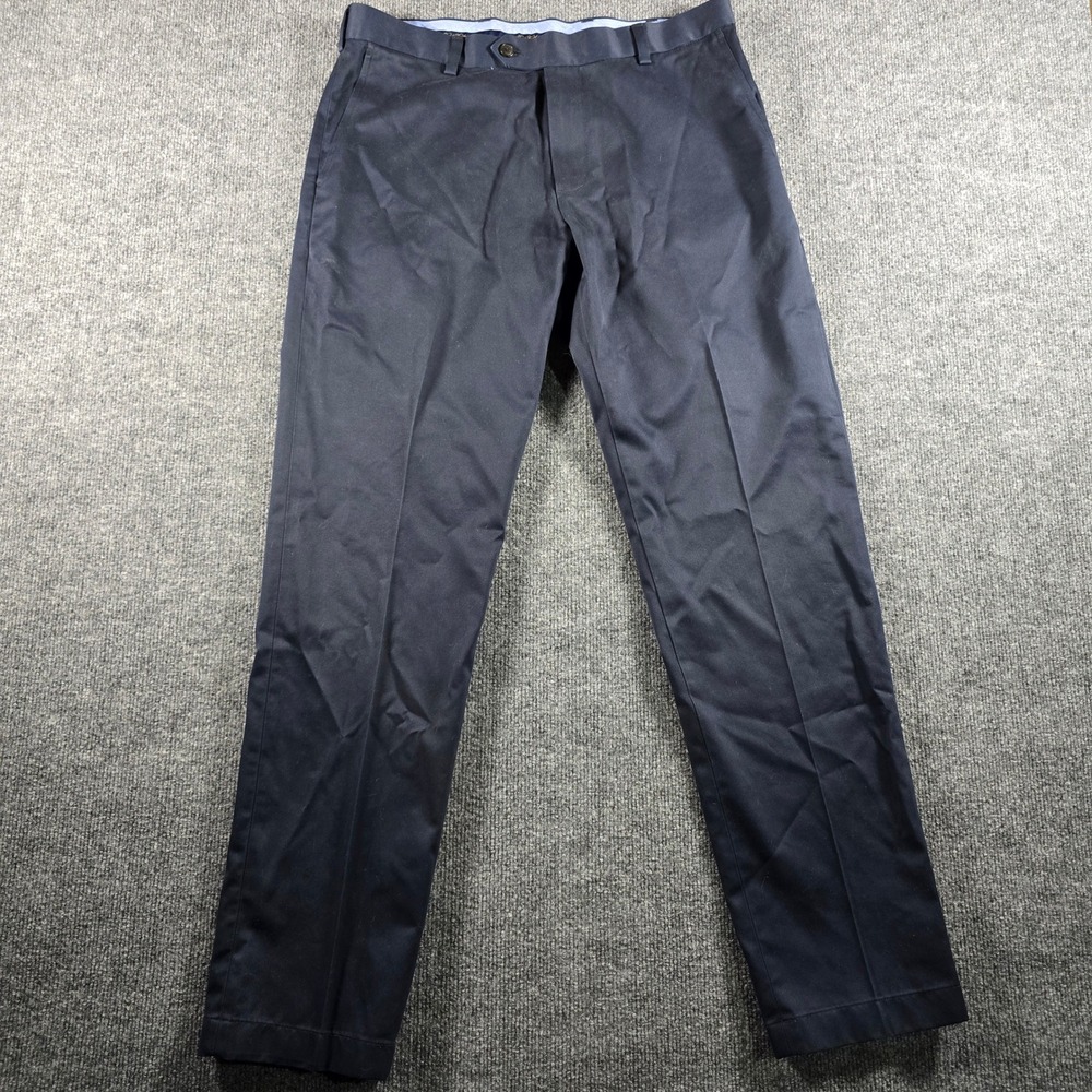 Brooks Brothers Milano Advantage Chino Pants Mens 34x32 Navy Blue Slim Cotton - Picture 2 of 7